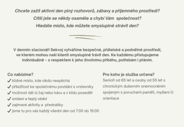 Nabídka služeb denního stacionáře Hořice