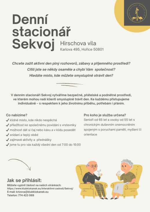Nabídka služeb denního stacionáře Hořice