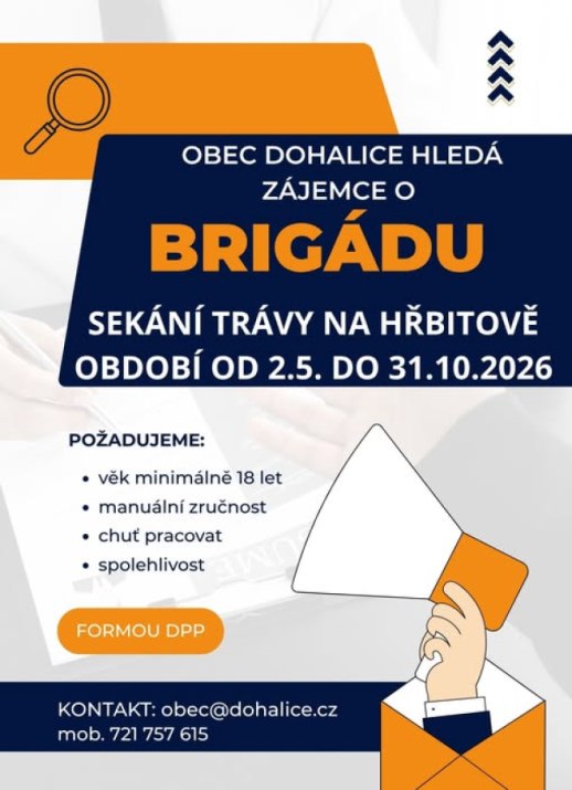 Nabídka brigády - sekání trávy na hřbitově