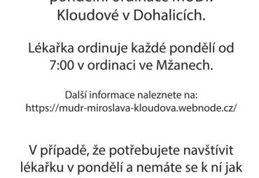 Uzavření ordinace praktického lékaře v Dohalicích