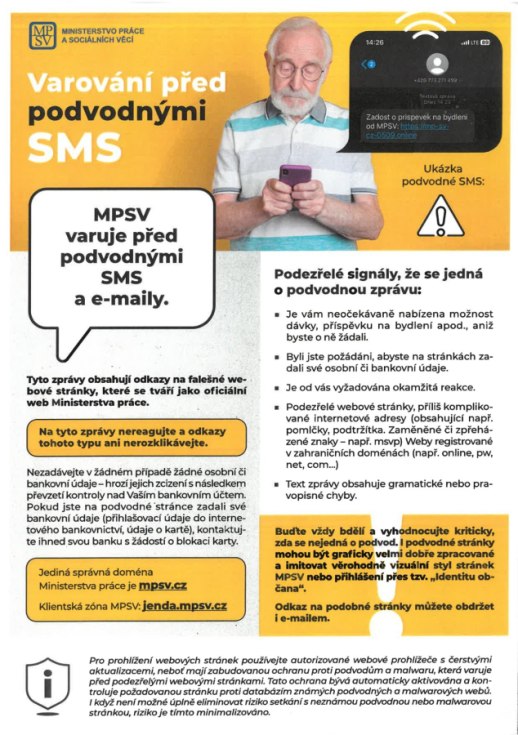 Varování před podvodnými SMS