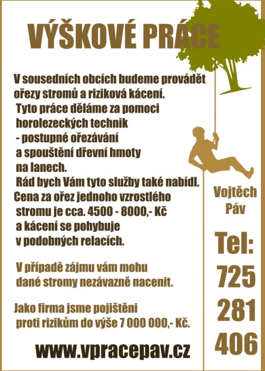 Nabídka - ořezy stromů a rizikové kácení