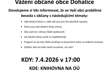 Beseda o dotacích a úvěrech na renovaci rodinných domů