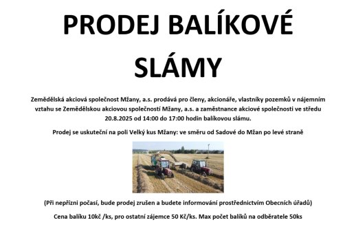 Prodej balíkové slámy