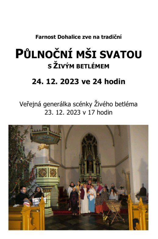 Pozvánka na půlnoční mši  a vánoční divadlo