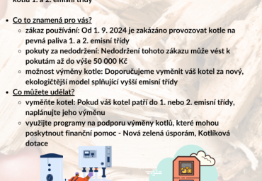 Zákaz provozu starých kotlů na pevná paliva od 1.9.2024